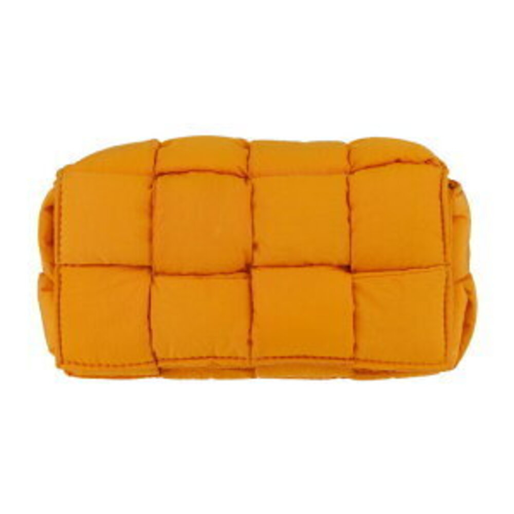 Bottega Veneta Padded Tech Cassette Waist Bag Maxi Intrecciato Orange Shoulder